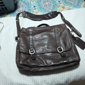 JACK MASON GENUINE LEATHER 16"  MESSENGER BRIEFCASE CROSSBODY BAG